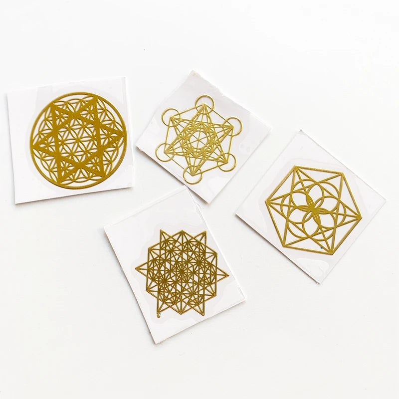 Brass Copper Sticker Sri Yantra Geometric Symbols Metal Stickers for Orgone Projects DIY Accessories Home Decoration