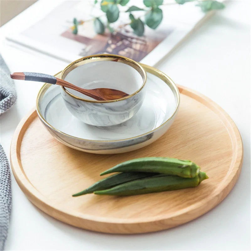 Wooden Round Serving Platter Tray