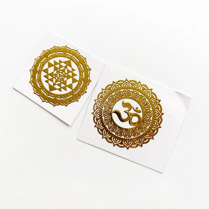 Brass Copper Sticker Sri Yantra Geometric Symbols Metal Stickers for Orgone Projects DIY Accessories Home Decoration