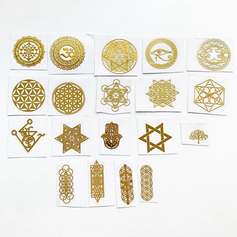 Brass Copper Sticker Sri Yantra Geometric Symbols Metal Stickers for Orgone Projects DIY Accessories Home Decoration