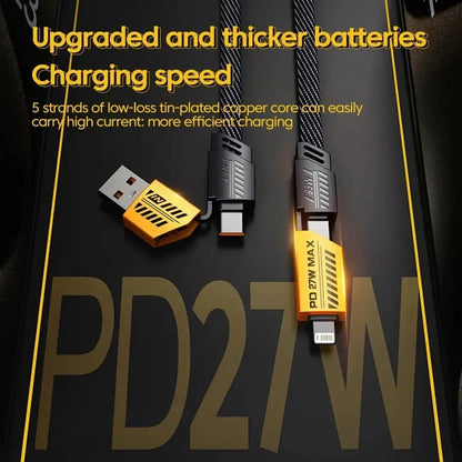 Armored 4 in 1 Fast Charging Cable PD 65W USB A/ Type C/  Lighting.