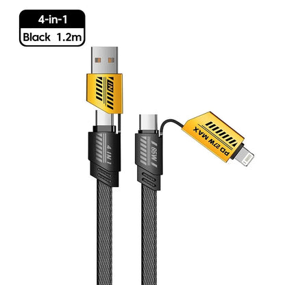 Armored 4 in 1 Fast Charging Cable PD 65W USB A/ Type C/  Lighting.