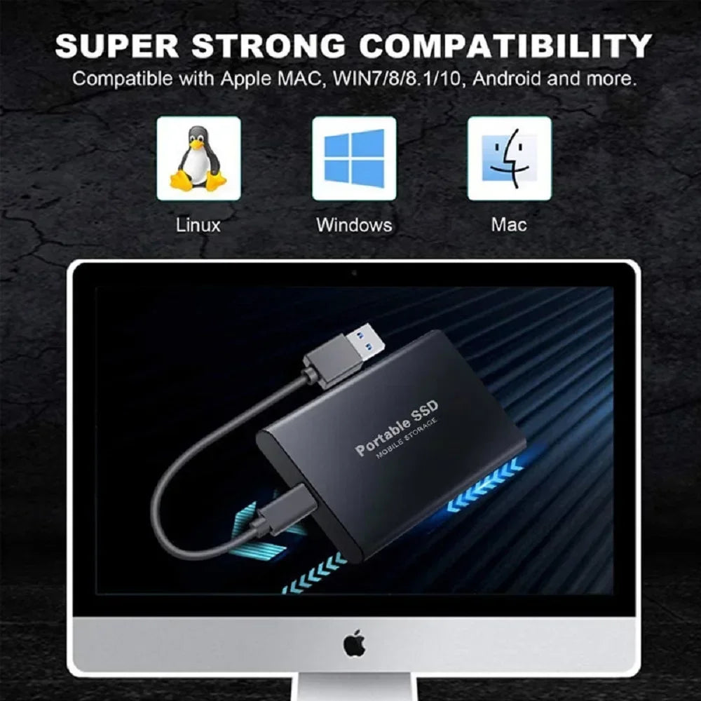 Portable SSD 1TB 2TB High Speed External Hard Drive USB3.1 Type-C Interface