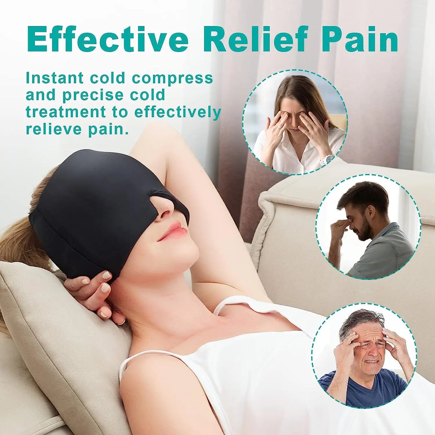 Migraine Relief headache Gel Hot Cold Therapy Mask