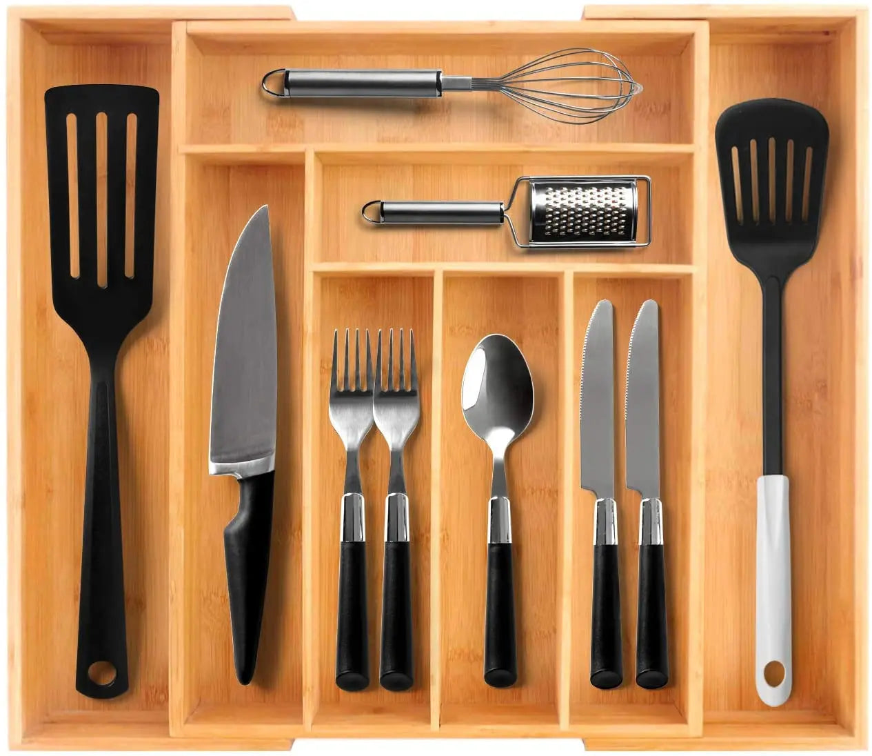 Bamboo Expandable Drawer Organizer for Utensils