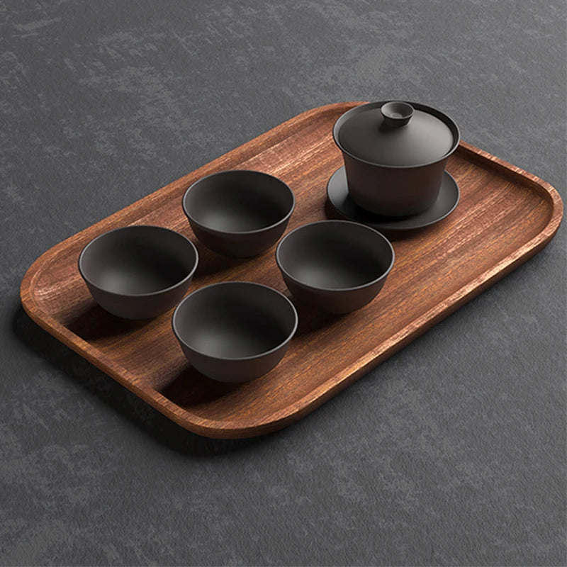 Tableware Dessert Round Tray Walnut Color Japanese Wood Tray Breakfast Bread Tray Creative Tea Saucer Coasters Coffee Coasters