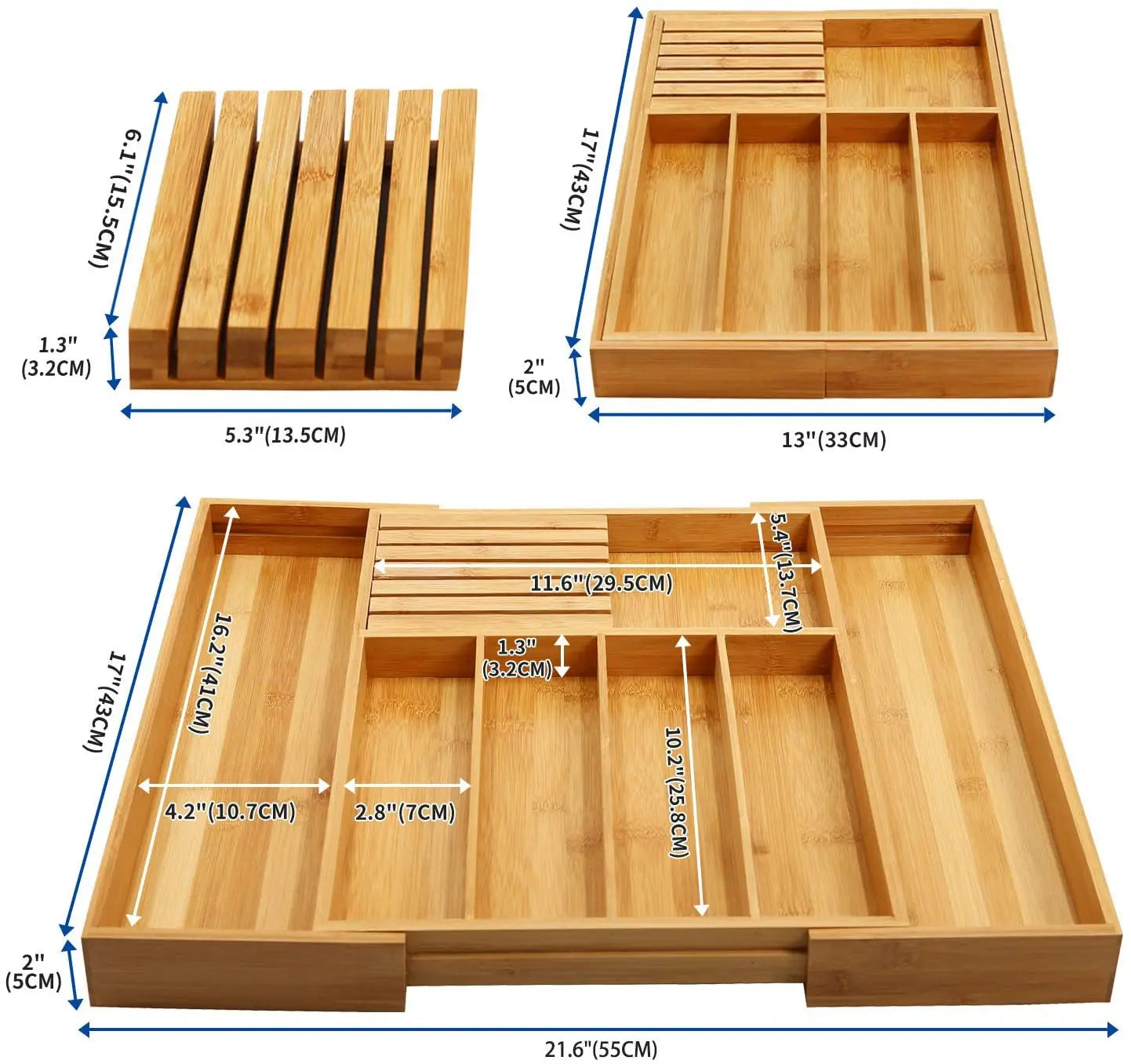 Bamboo Expandable Drawer Organizer for Utensils