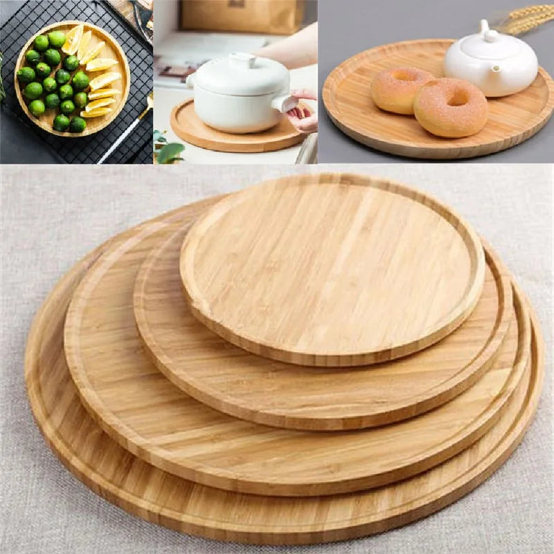 Wooden Round Serving Platter Tray