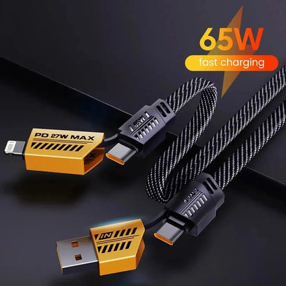 Armored 4 in 1 Fast Charging Cable PD 65W USB A/ Type C/  Lighting.