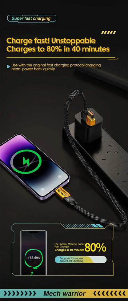 Armored 4 in 1 Fast Charging Cable PD 65W USB A/ Type C/  Lighting.