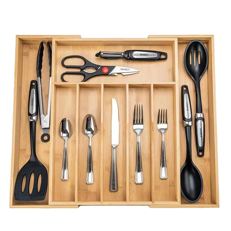 Bamboo Expandable Drawer Organizer for Utensils