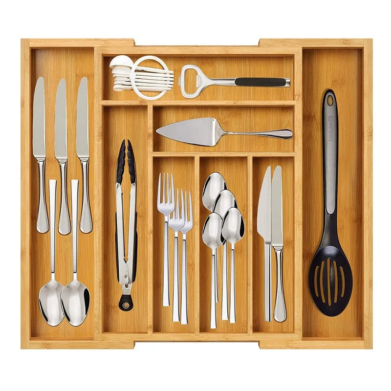 Bamboo Expandable Drawer Organizer for Utensils