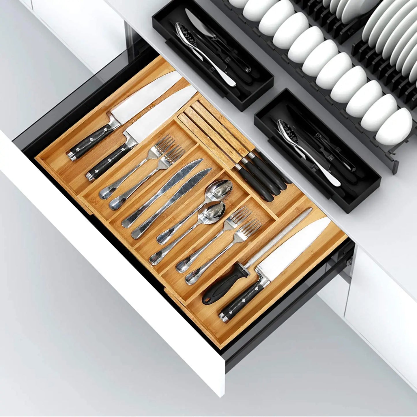 Bamboo Expandable Drawer Organizer for Utensils