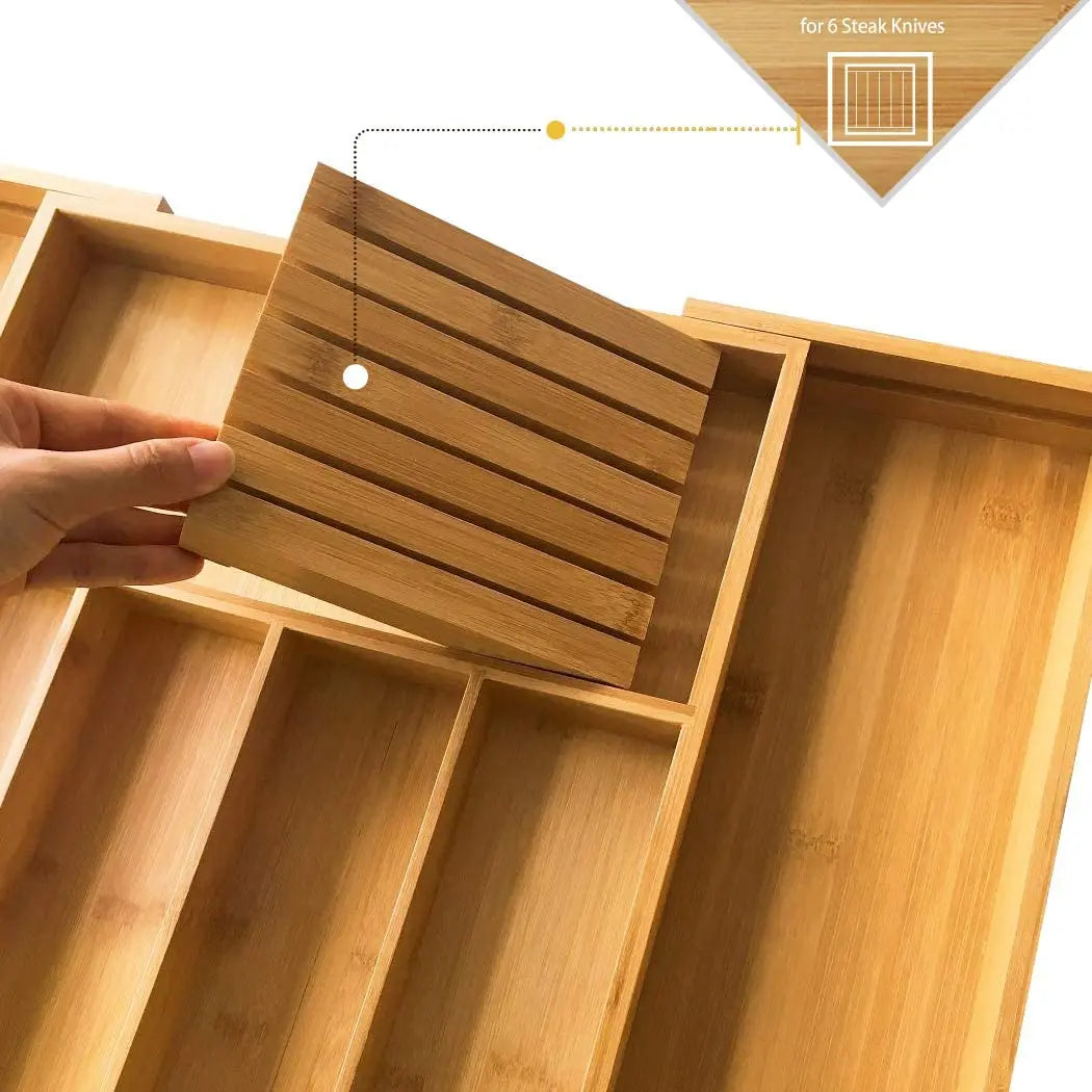 Bamboo Expandable Drawer Organizer for Utensils