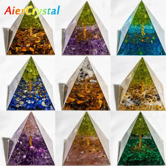 Natural Crystal Healing Energy Generator Orgone Pyramid