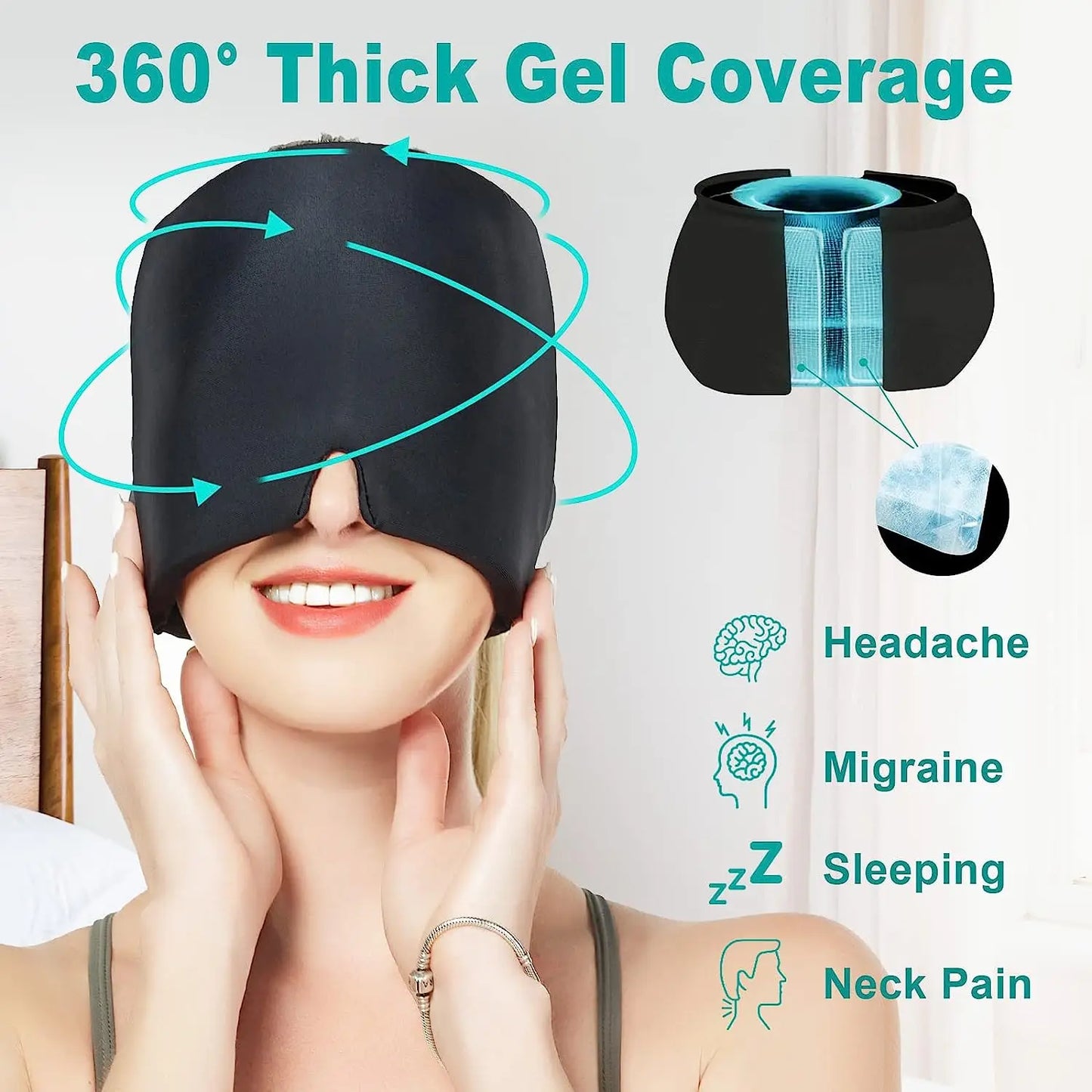 Migraine Relief headache Gel Hot Cold Therapy Mask