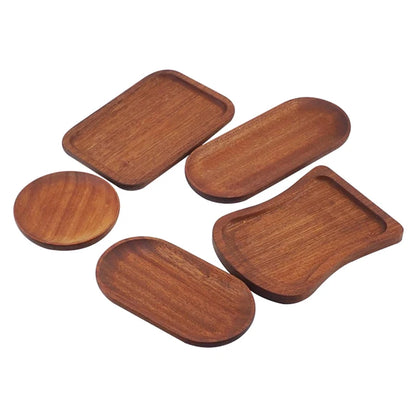 Tableware Dessert Round Tray Walnut Color Japanese Wood Tray Breakfast Bread Tray Creative Tea Saucer Coasters Coffee Coasters