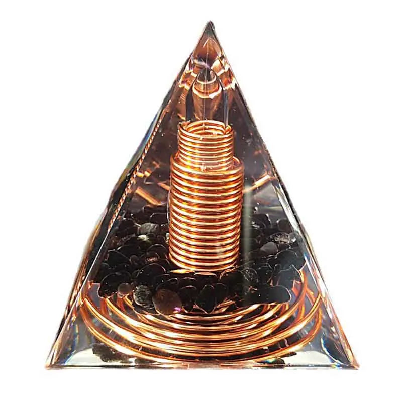 6CM Spiral Copper Wire Orgonite Pyramid Obsidian Orgone Healing Energy Yoga Meditation Ornament