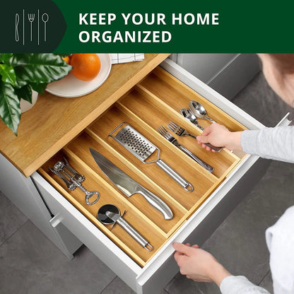 Bamboo Expandable Drawer Organizer for Utensils