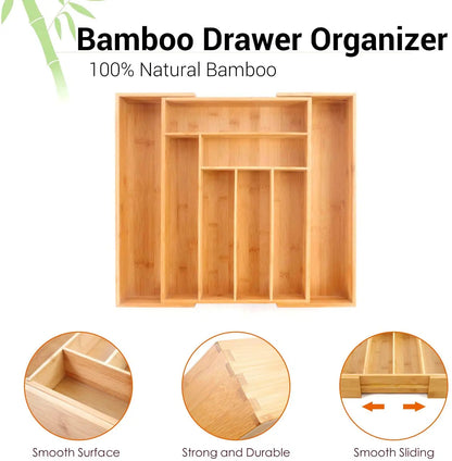 Bamboo Expandable Drawer Organizer for Utensils