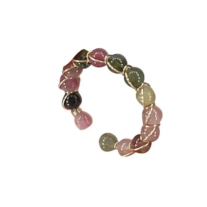 Natural Healing Crystal Bead Ring Handmade 7 Chakra Meditation Jewelry