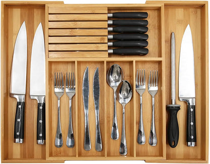 Bamboo Expandable Drawer Organizer for Utensils