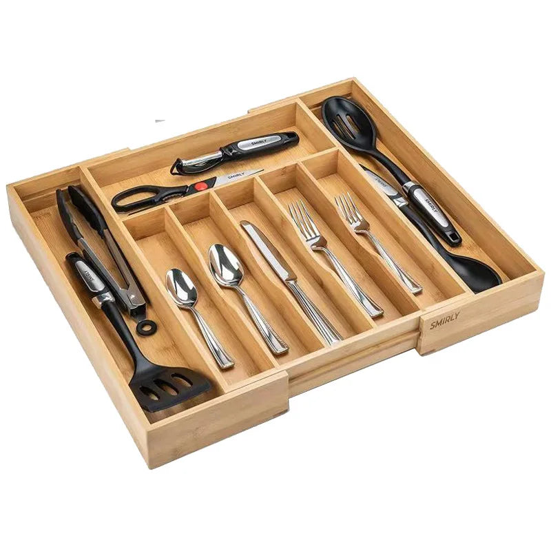 Bamboo Expandable Drawer Organizer for Utensils