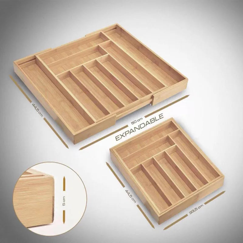 Bamboo Expandable Drawer Organizer for Utensils