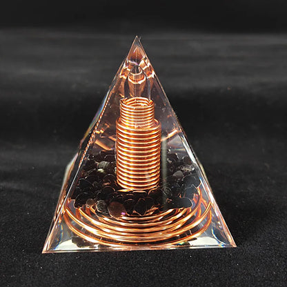 6CM Spiral Copper Wire Orgonite Pyramid Obsidian Orgone Healing Energy Yoga Meditation Ornament